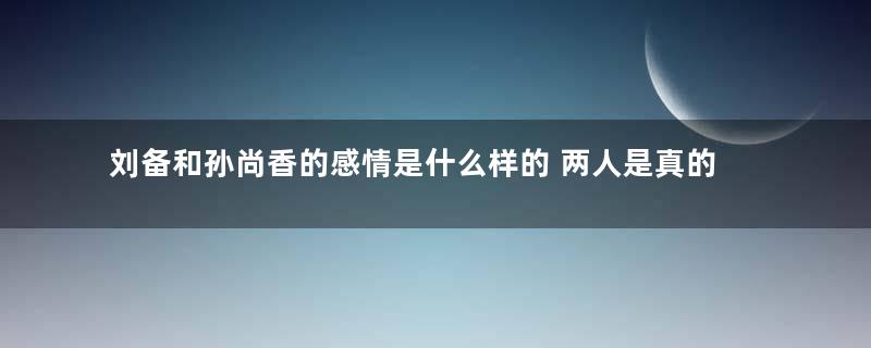 刘备和孙尚香的感情是什么样的 两人是真的恩爱吗